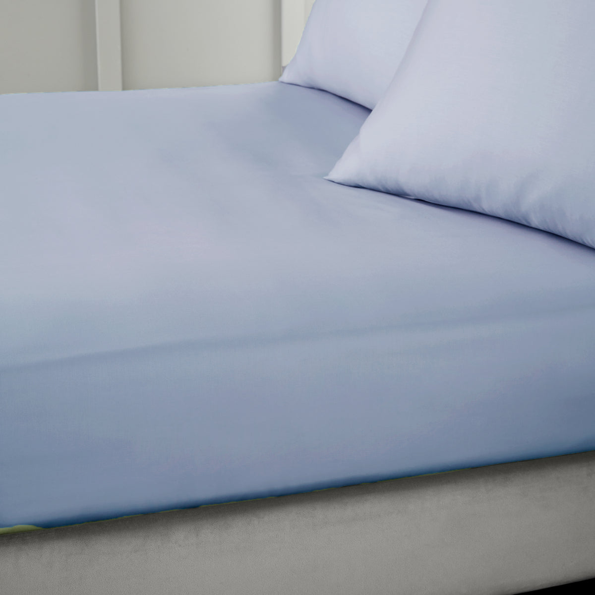 BIANCA 400 Thread Count Cotton Sateen Fitted Sheet - Blue
