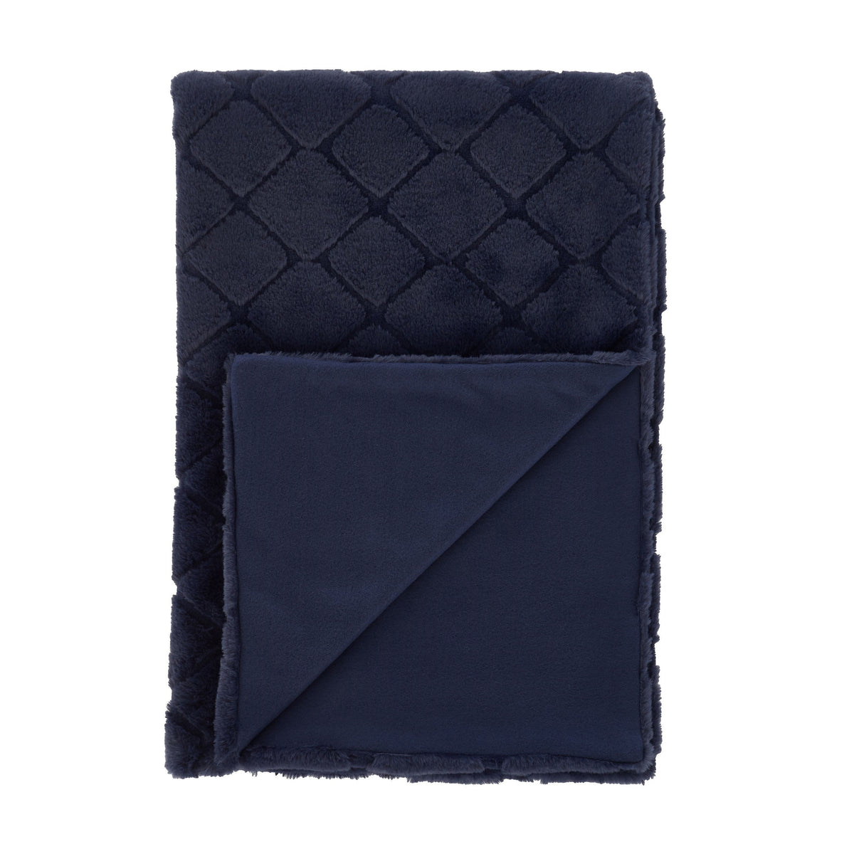 CATHERINE LANSFIELD Cosy Diamond Throw - Navy