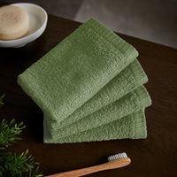 CATHERINE LANSFIELD Quick Dry Cotton Face Cloth 4 Pack - Sage Green