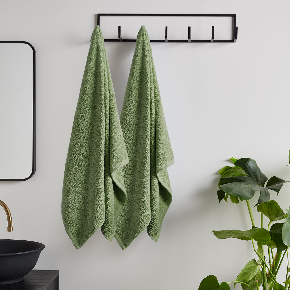CATHERINE LANSFIELD Quick Dry Cotton Towel - Sage Green (Available in 3 Sizes)