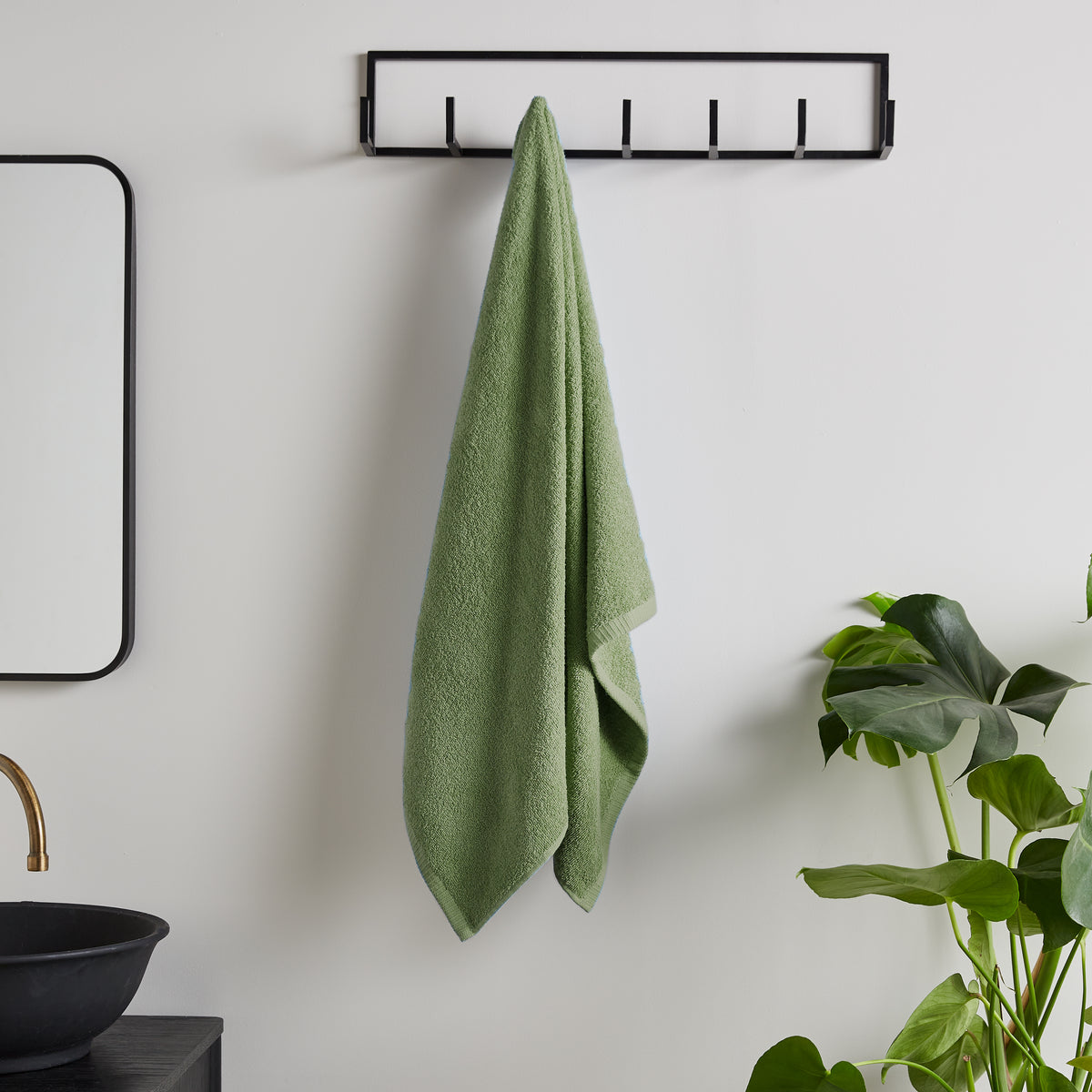 CATHERINE LANSFIELD Quick Dry Cotton Towel - Sage Green (Available in 3 Sizes)