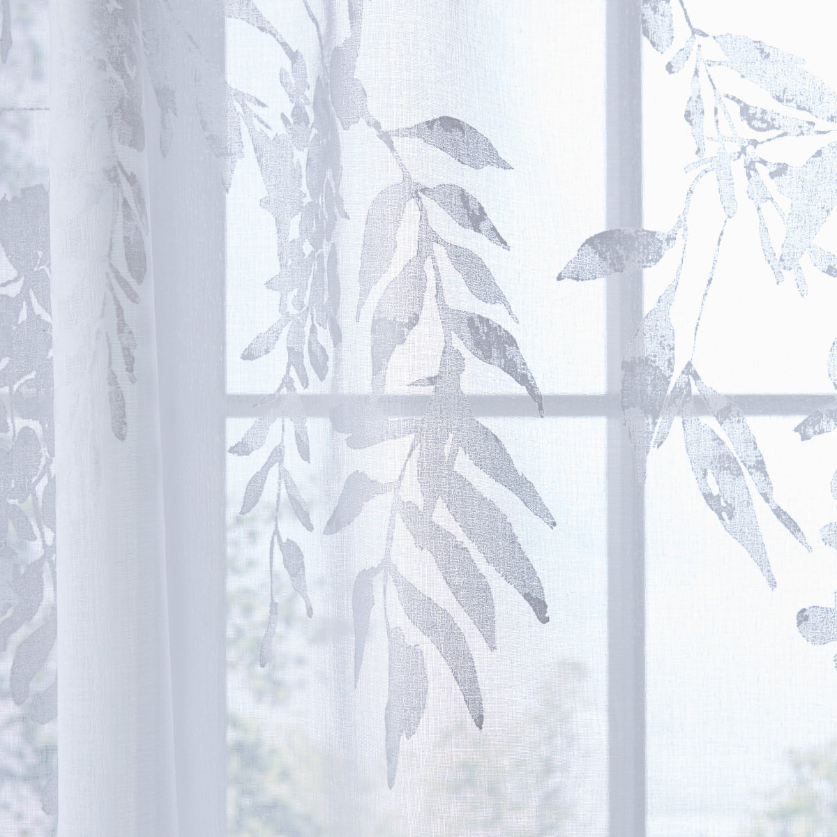 CATHERINE LANSFIELD Wisteria Floral Slot Top Voile Curtain 55x90"