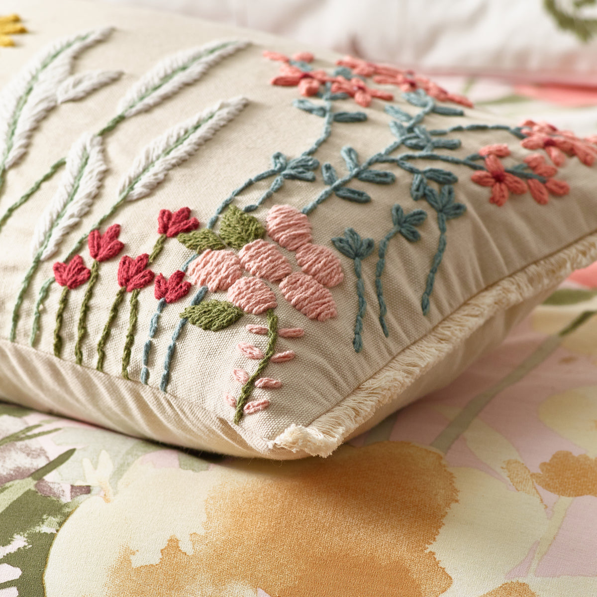 CATHERINE LANSFIELD Countryside Floral Filled Cushion 50x30cm