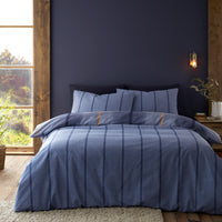 CATHERINE LANSFIELD Brushed 100% Cotton Melrose Tweed Duvet Set - Blue