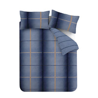 CATHERINE LANSFIELD Brushed 100% Cotton Melrose Tweed Duvet Set - Blue