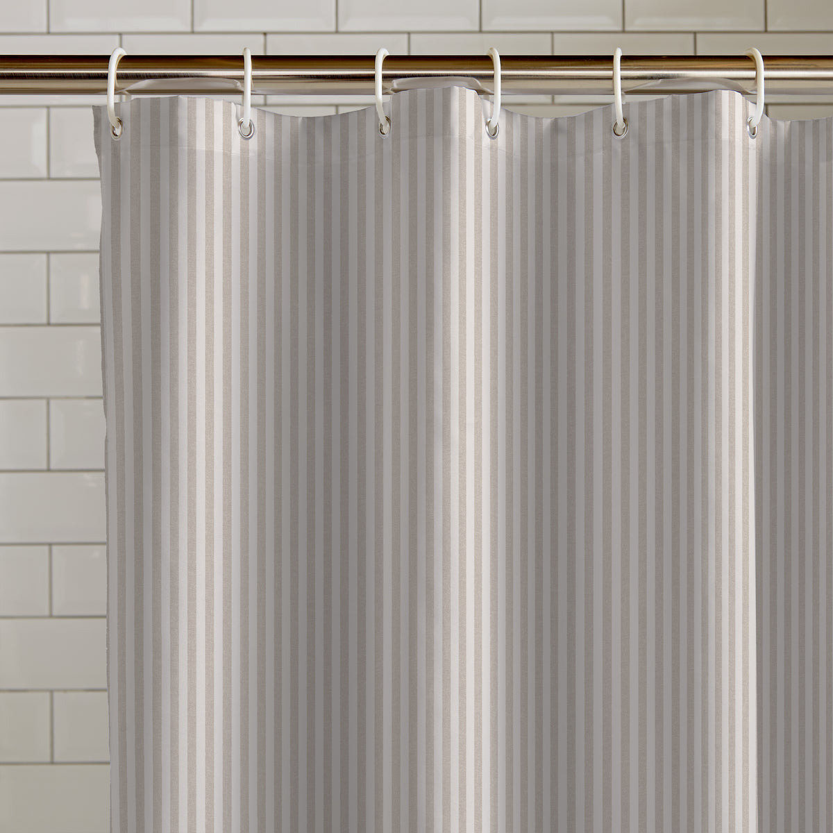 CATHERINE LANSFIELD Timeless Stripe Shower Curtain - Natural
