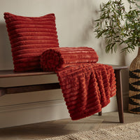 CATHERINE LANSFIELD Cosy Ribbed Cushion - Burnt Orange