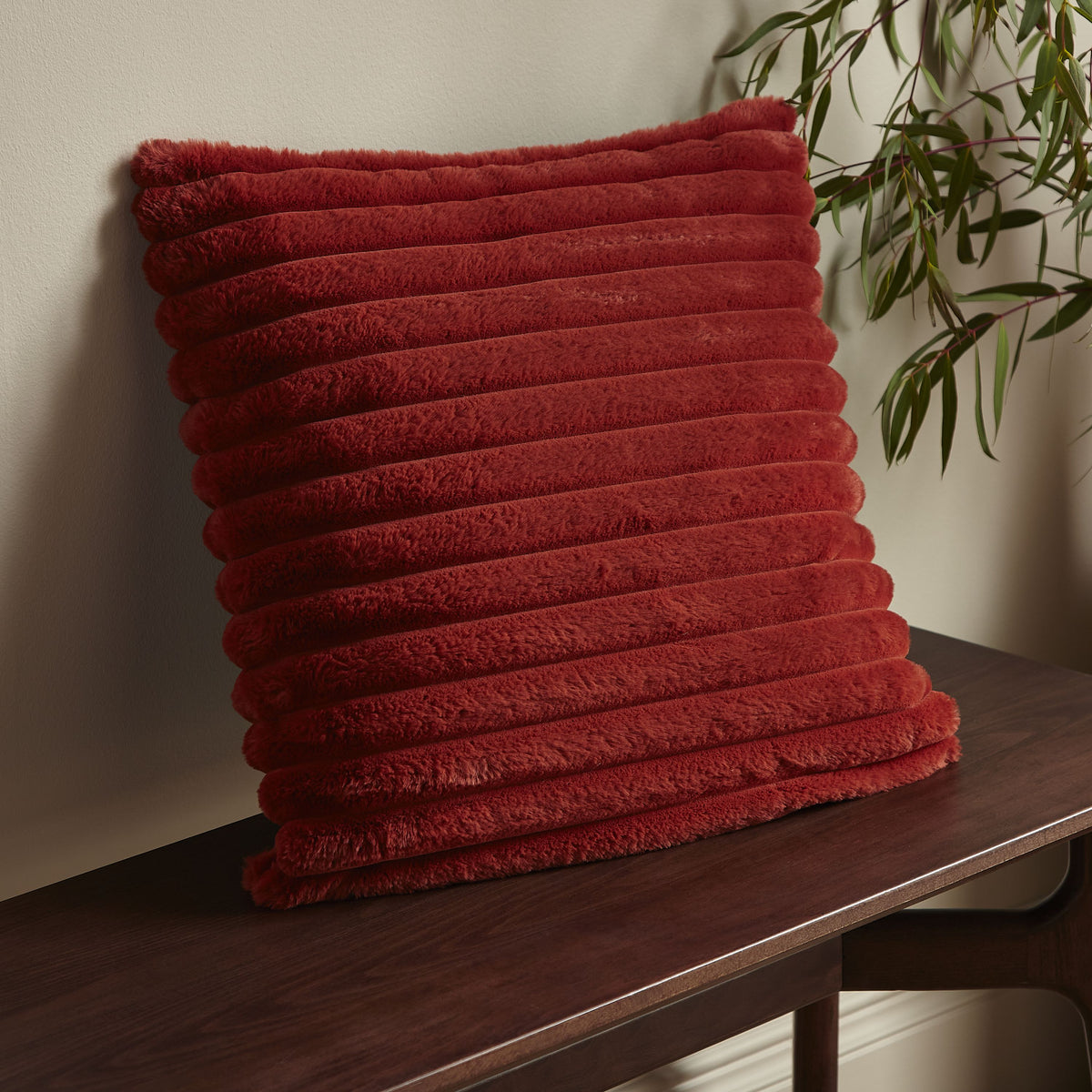 CATHERINE LANSFIELD Cosy Ribbed Cushion - Burnt Orange