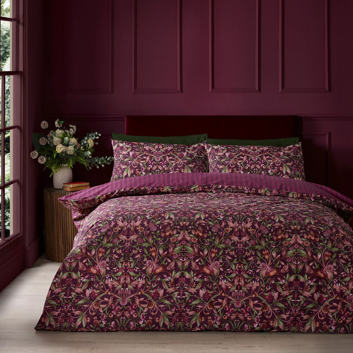 CATHERINE LANSFIELD Richmond Floral Duvet Cover Set - Plum