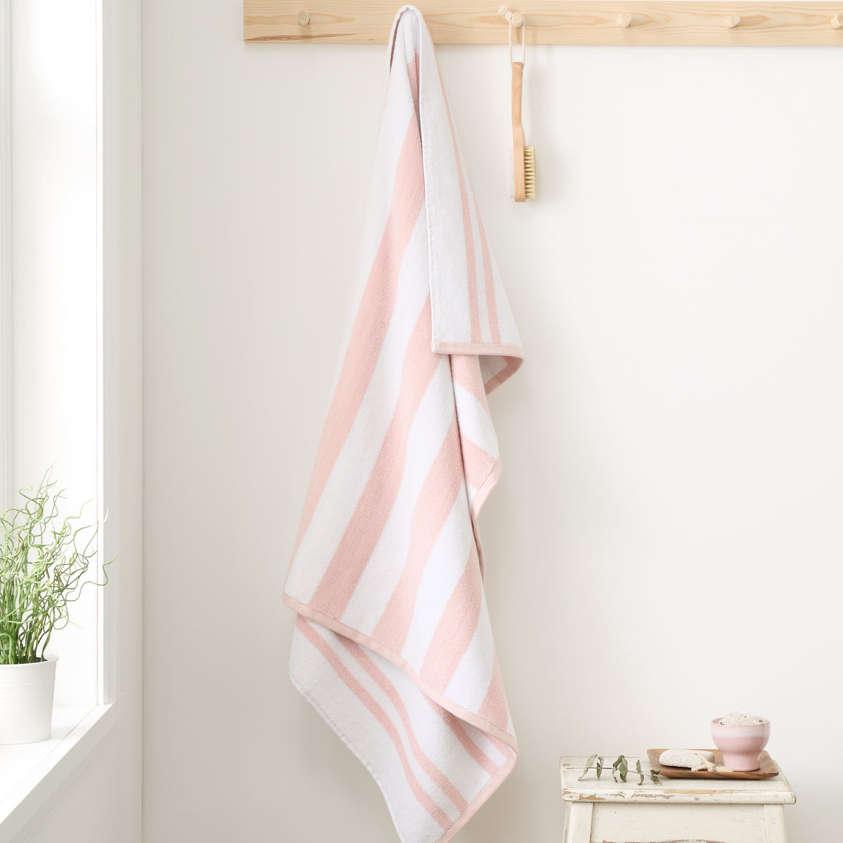 BIANCA Reversible Jacquard Stripe Cotton Towel - Pink (Available in 3 Sizes)