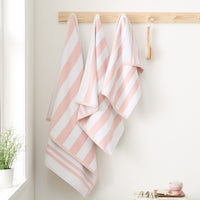 BIANCA Reversible Jacquard Stripe Cotton Towel - Pink (Available in 3 Sizes)