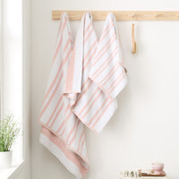 BIANCA Reversible Jacquard Stripe Cotton Towel - Pink (Available in 3 Sizes)