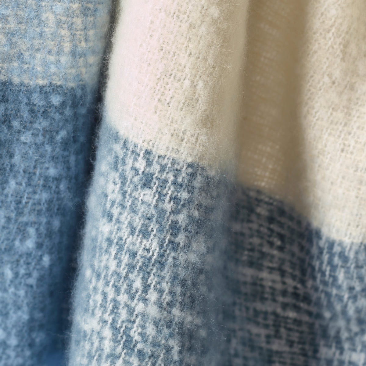 CATHERINE LANSFIELD Faux Mohair Checked Throw - Blue