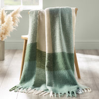 CATHERINE LANSFIELD Faux Mohair Checked Throw - Green