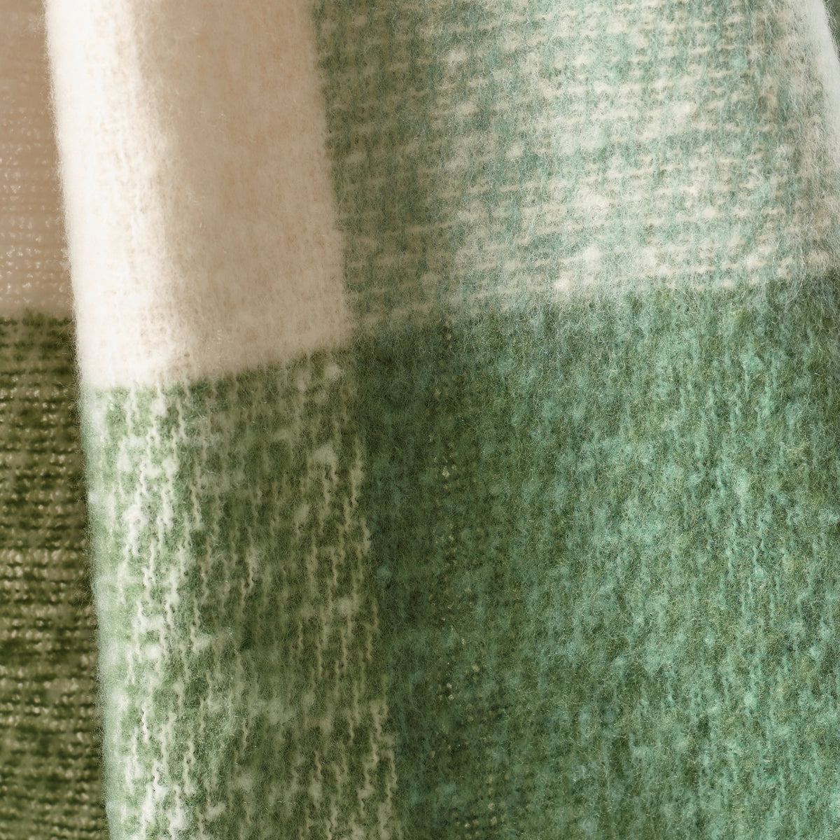 CATHERINE LANSFIELD Faux Mohair Checked Throw - Green