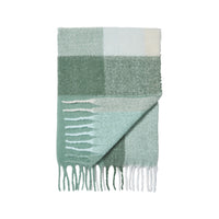 CATHERINE LANSFIELD Faux Mohair Checked Throw - Green