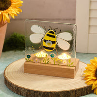 LANGS Bee Fussed Glass Double Tealight Holder 15cm