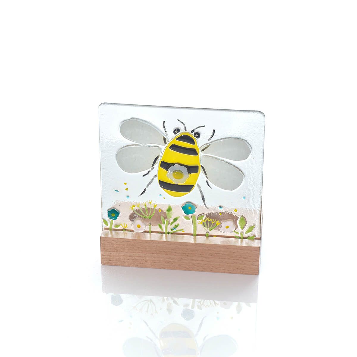 LANGS Bee Fussed Glass Double Tealight Holder 15cm