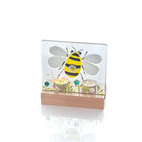 LANGS Bee Fussed Glass Double Tealight Holder 15cm