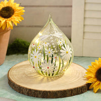 LANGS Floral Crackled Glass LED Teardrop Light 20cm