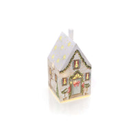 LANGS Holly Cottage Glass LED House 21cm