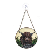 LANGS Dougal Highland Cow Stained Glass Sun Catcher Hanger 16cm
