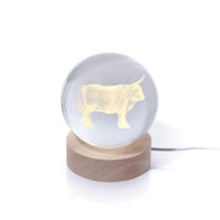 LANGS Highland Cow LED Crystal Ball Lamp 8x9.5cm