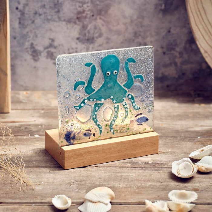 LANGS Octopus Fussed Glass Double Tealight Holder 15cm