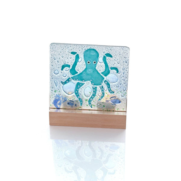 LANGS Octopus Fussed Glass Double Tealight Holder 15cm