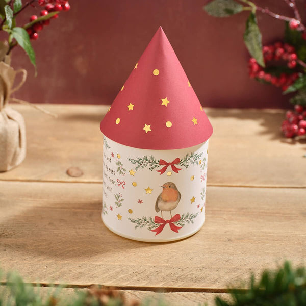LANGS Christmas Robin Paper LED Lantern with Verse 21cm