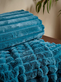 CATHERINE LANSFIELD Cosy Ribbed Blanket Throw - Teal