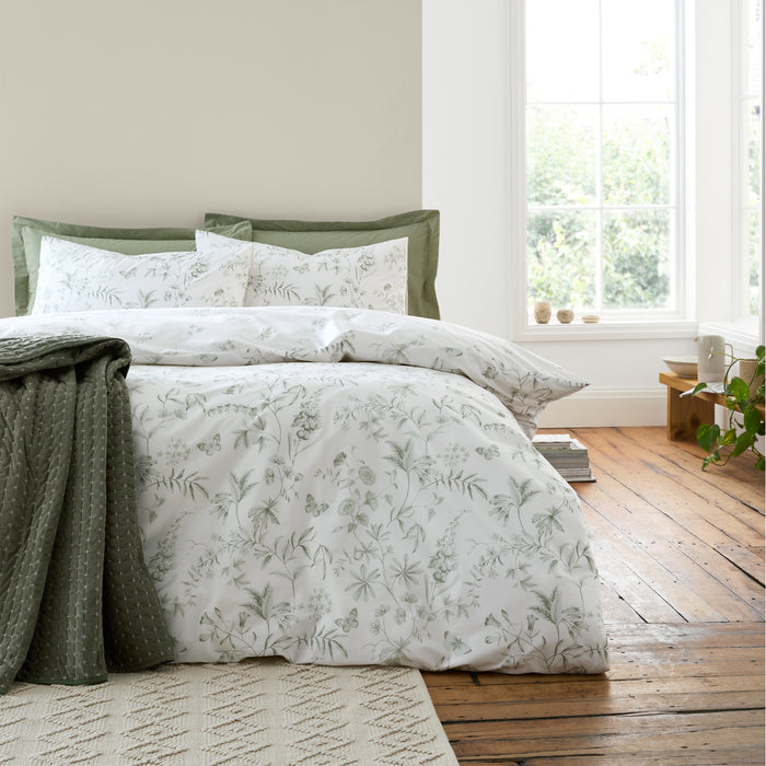 BIANCA Thea Floral Cotton Reversible Duvet Set - Green