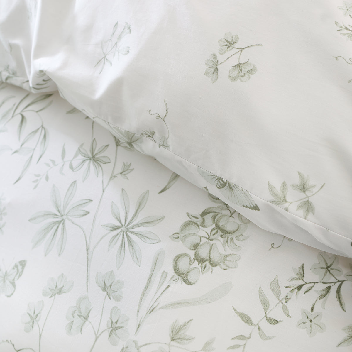 BIANCA Thea Floral Cotton Reversible Duvet Set - Green