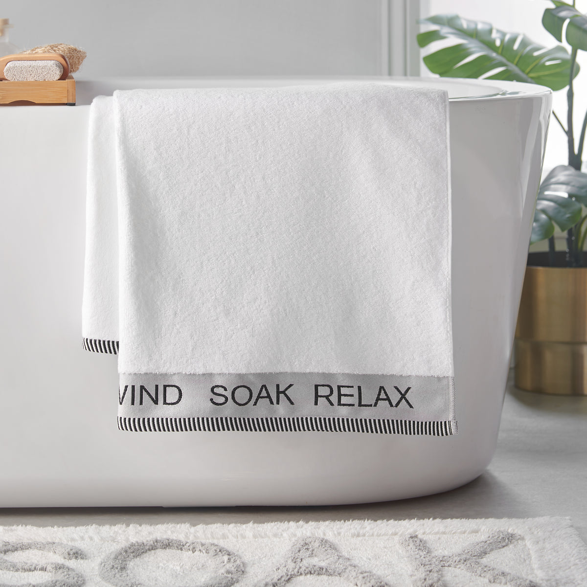 CATHERINE LANSFIELD Relax And Unwind Towel Collection - White (Available in 3 Sizes)