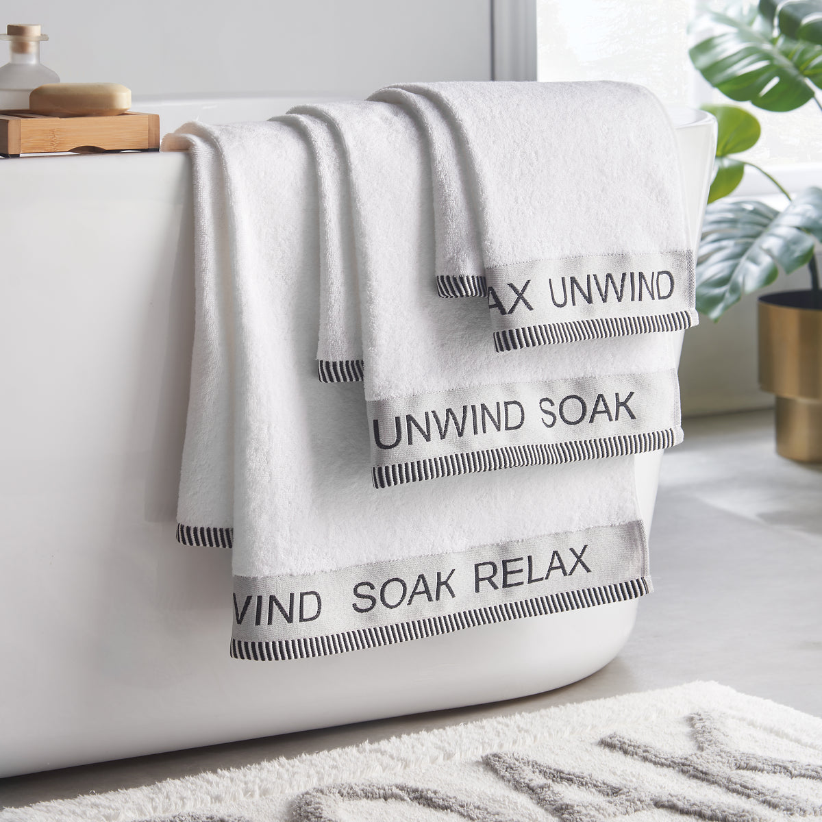 CATHERINE LANSFIELD Relax And Unwind Towel Collection - White (Available in 3 Sizes)
