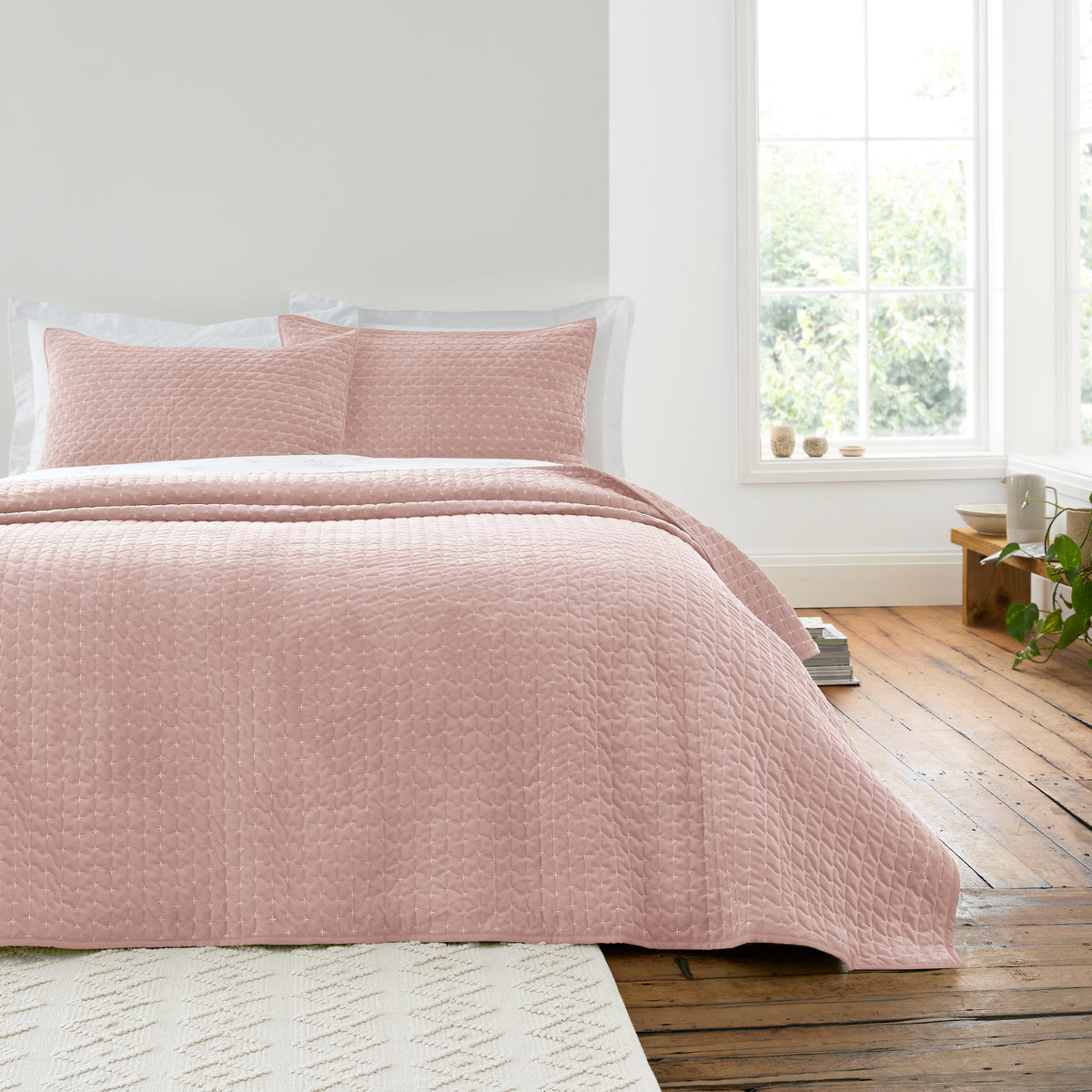 BIANCA Attica Velvet Bedspread 240x260cm - Pink