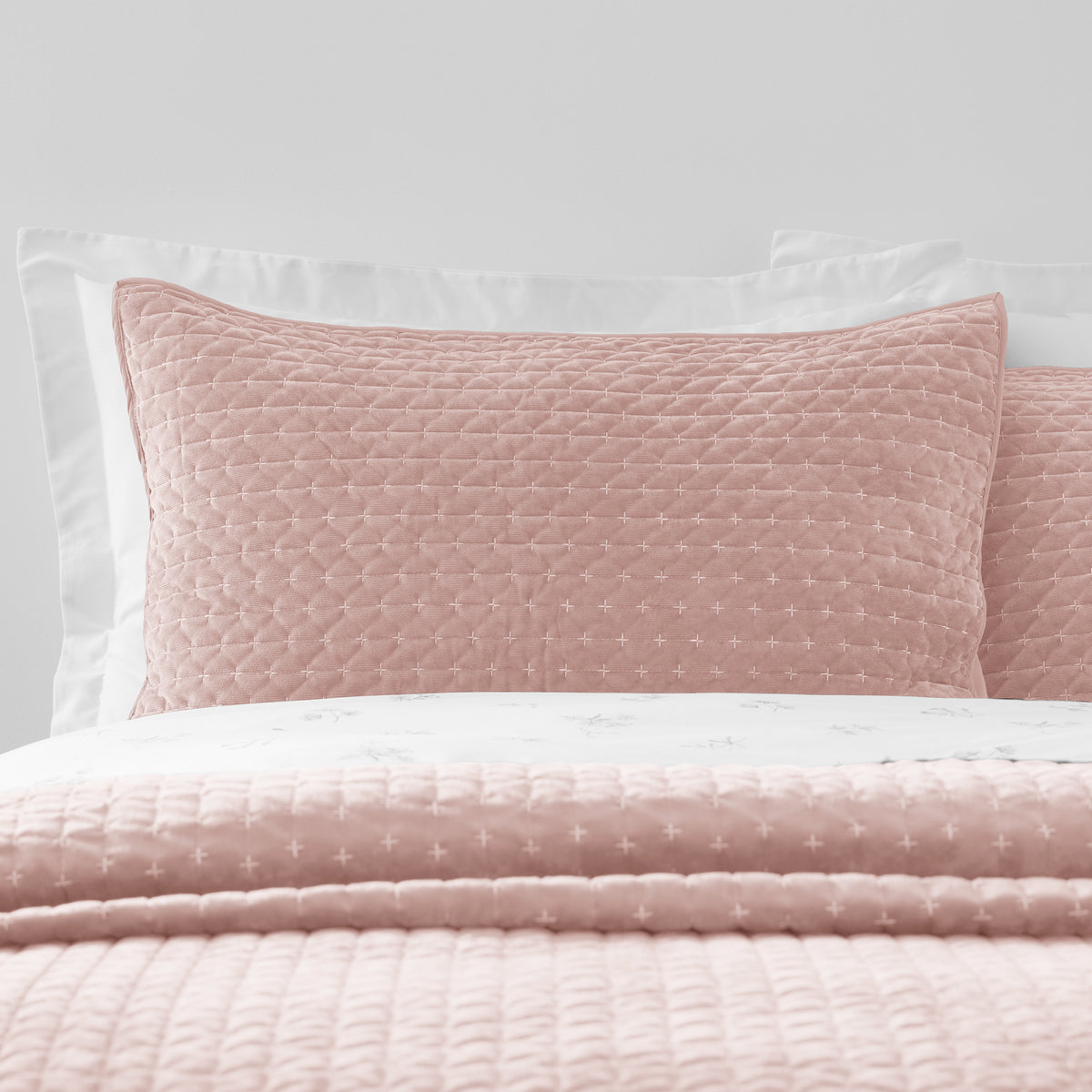 BIANCA Attica Velvet Embroidered Pillow Sham Pair 50x75cm - Pink