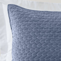 BIANCA Attica Velvet Embroidered Pillow Sham Pair 50x75cm - Blue
