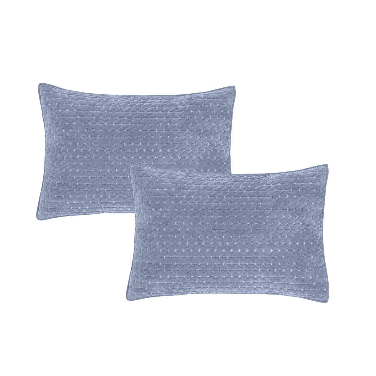 BIANCA Attica Velvet Embroidered Pillow Sham Pair 50x75cm - Blue