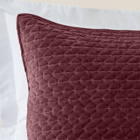 BIANCA Attica Velvet Embroidered Pillow Sham Pair 50x75cm - Burgundy