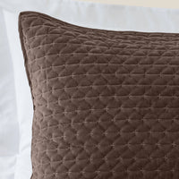 BIANCA Attica Velvet Embroidered Pillow Sham Pair 50x75cm - Chocolate