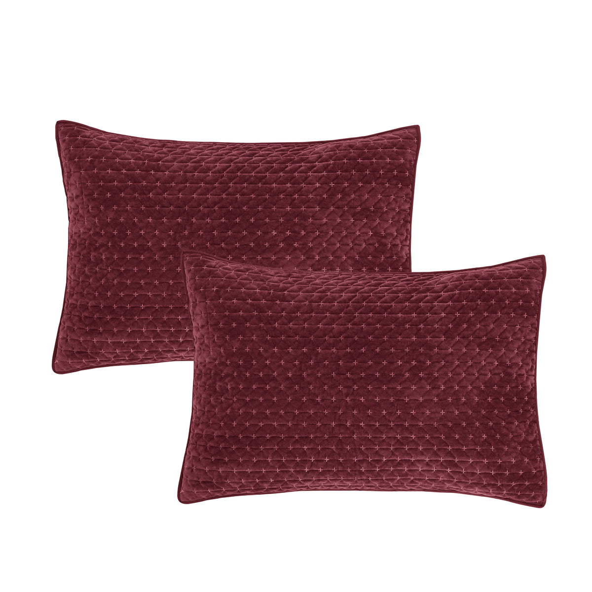 BIANCA Attica Velvet Embroidered Pillow Sham Pair 50x75cm - Burgundy
