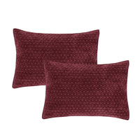 BIANCA Attica Velvet Embroidered Pillow Sham Pair 50x75cm - Burgundy