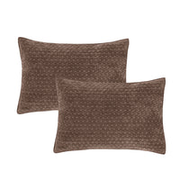 BIANCA Attica Velvet Embroidered Pillow Sham Pair 50x75cm - Chocolate