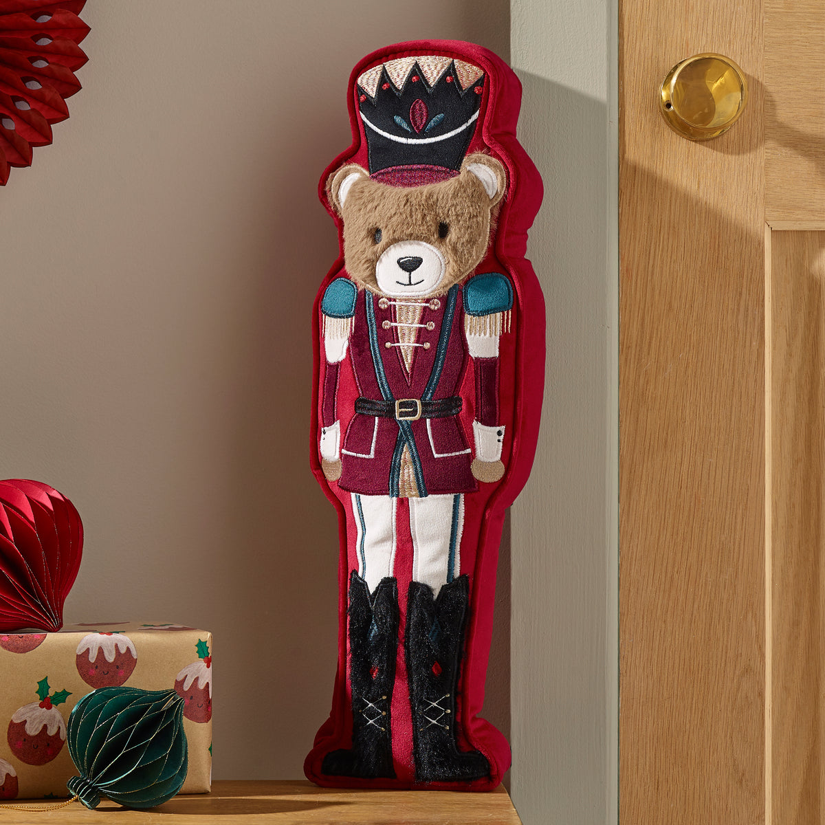 CATHERINE LANSFIELD Christmas Nutcracker Bear 3D Cushion 35cm
