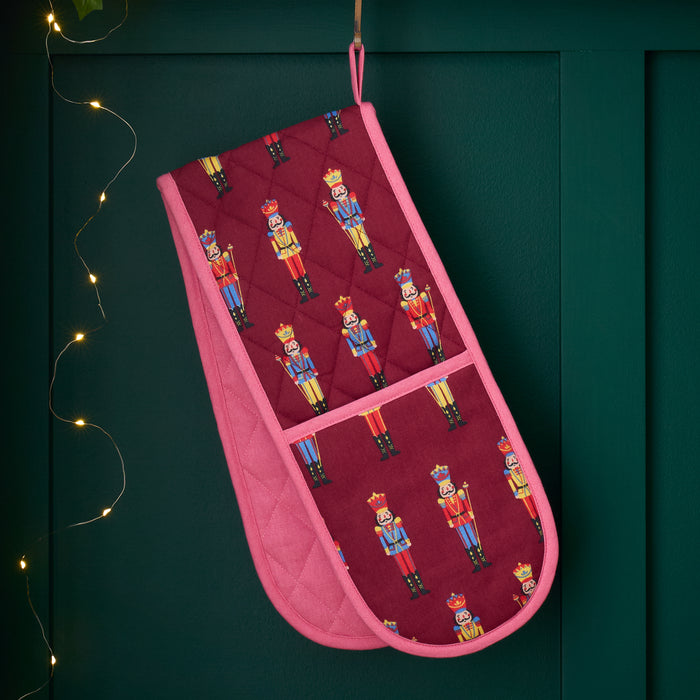 CATHERINE LANSFIELD Christmas Nutcracker Cotton Oven Glove - Burgundy