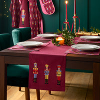 CATHERINE LANSFIELD Christmas Nutcracker Table Runner 33x220cm - Burgundy