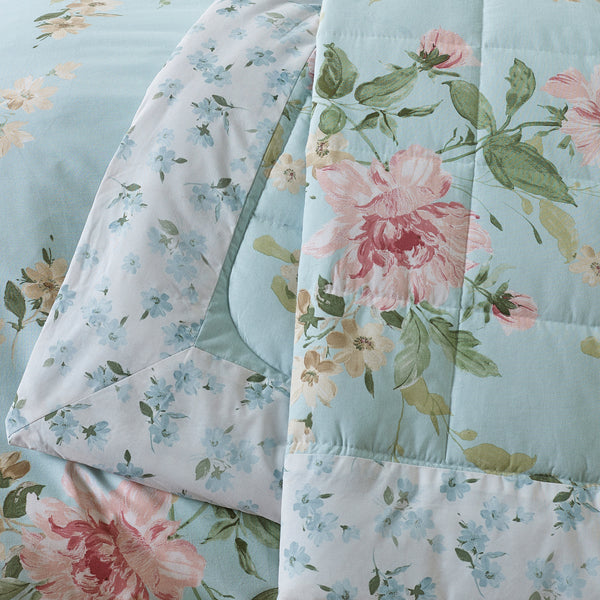 CATHERINE LANSFIELD Avebury Floral Bedspread 220x230cm - Duck Egg