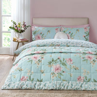 CATHERINE LANSFIELD Avebury Floral Bedspread 220x230cm - Duck Egg