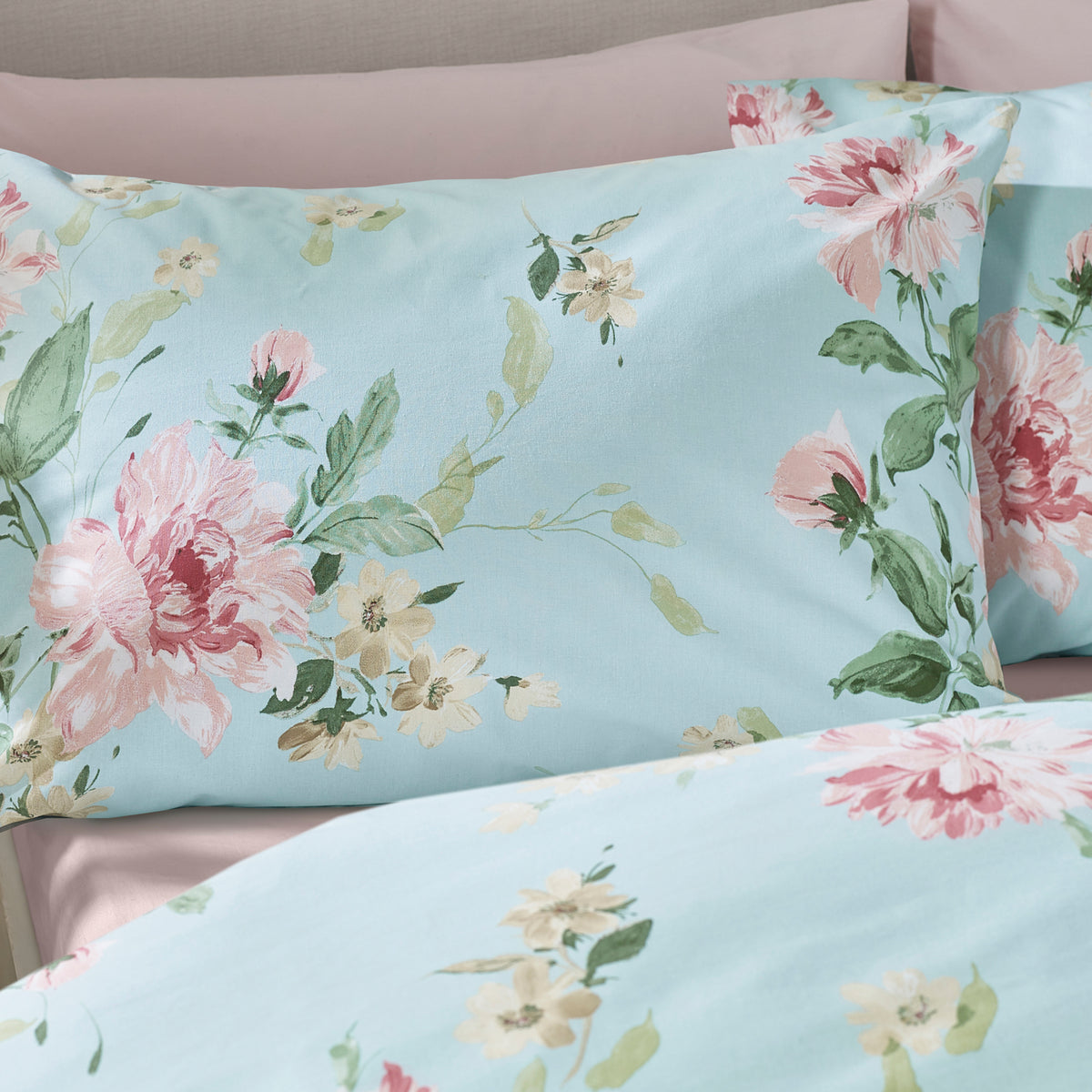 CATHERINE LANSFIELD Avebury Floral Duvet Set - Duck Egg